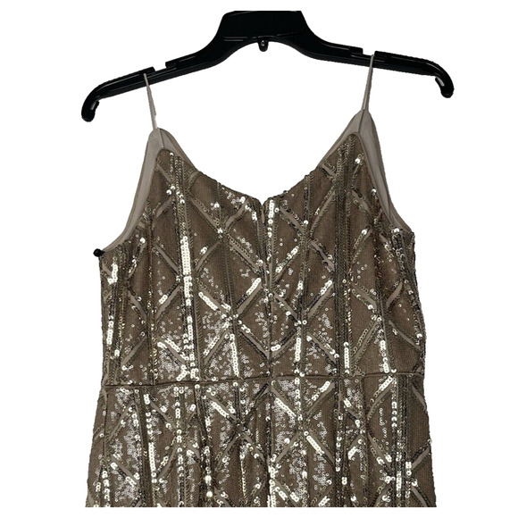 Adrianna Papell Sequin Gown Womens 6 Gold Maxi Sheath Dress Sparkly Formal - Picture 4 of 11
